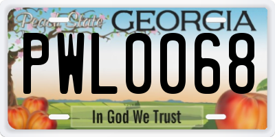 GA license plate PWL0068