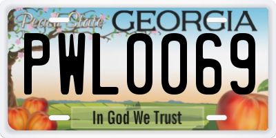 GA license plate PWL0069