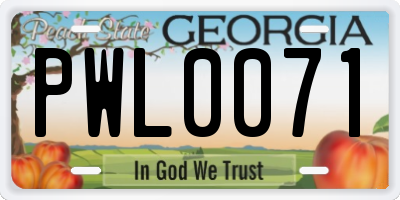 GA license plate PWL0071