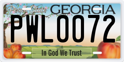 GA license plate PWL0072