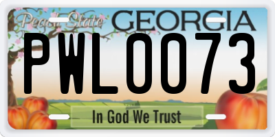 GA license plate PWL0073