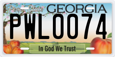 GA license plate PWL0074