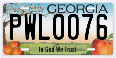 GA license plate PWL0076