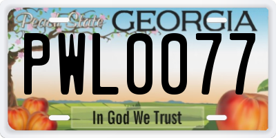 GA license plate PWL0077