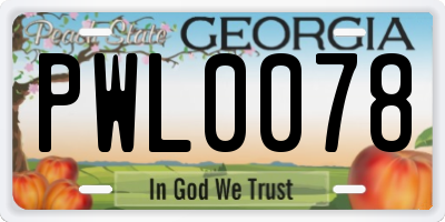 GA license plate PWL0078