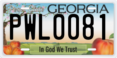 GA license plate PWL0081