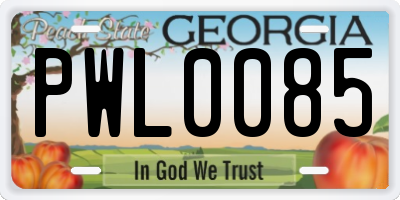 GA license plate PWL0085
