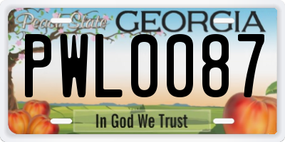 GA license plate PWL0087