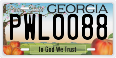 GA license plate PWL0088