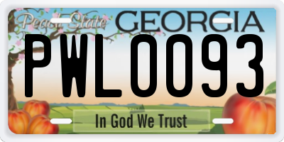 GA license plate PWL0093