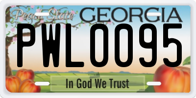 GA license plate PWL0095