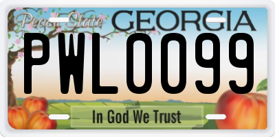 GA license plate PWL0099