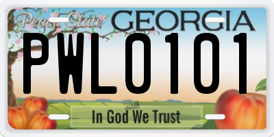 GA license plate PWL0101