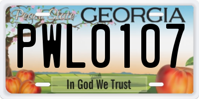 GA license plate PWL0107
