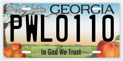 GA license plate PWL0110