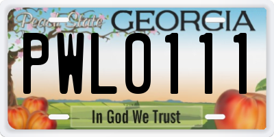 GA license plate PWL0111