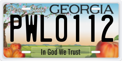 GA license plate PWL0112