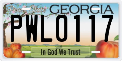 GA license plate PWL0117