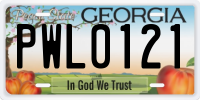 GA license plate PWL0121