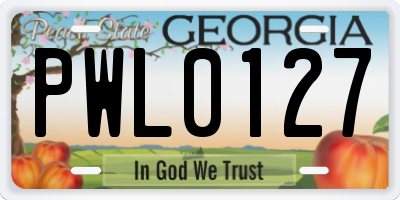 GA license plate PWL0127