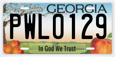 GA license plate PWL0129