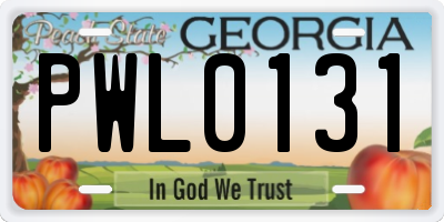 GA license plate PWL0131