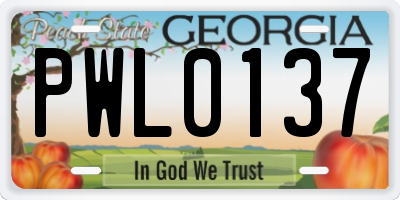 GA license plate PWL0137