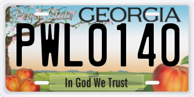 GA license plate PWL0140
