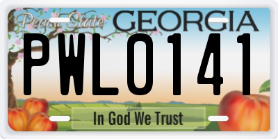 GA license plate PWL0141