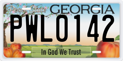 GA license plate PWL0142