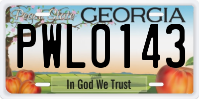 GA license plate PWL0143
