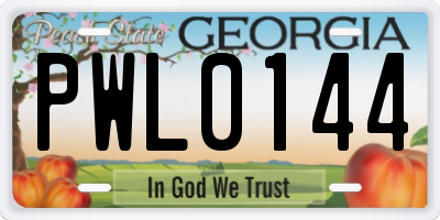 GA license plate PWL0144