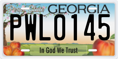 GA license plate PWL0145