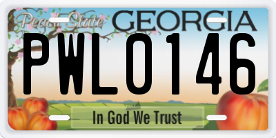 GA license plate PWL0146