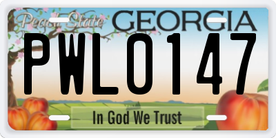 GA license plate PWL0147