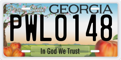 GA license plate PWL0148