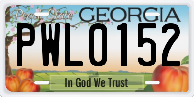 GA license plate PWL0152