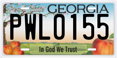 GA license plate PWL0155