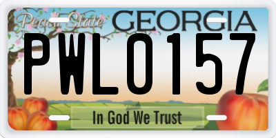 GA license plate PWL0157
