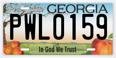 GA license plate PWL0159