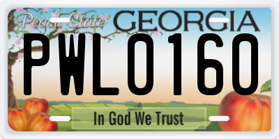 GA license plate PWL0160