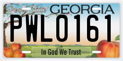 GA license plate PWL0161