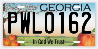 GA license plate PWL0162