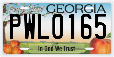 GA license plate PWL0165
