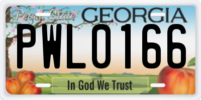 GA license plate PWL0166