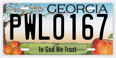 GA license plate PWL0167