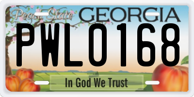 GA license plate PWL0168
