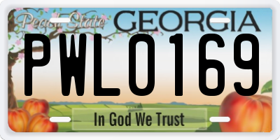 GA license plate PWL0169