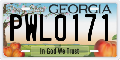 GA license plate PWL0171