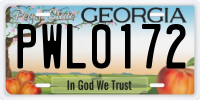 GA license plate PWL0172